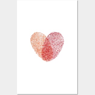 red fingerprint heart Posters and Art